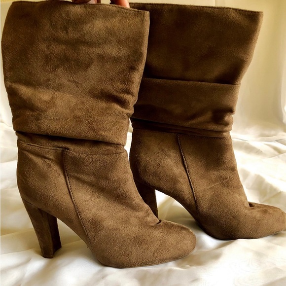 Faux Suede Mid-Calf Boots - Picture 1 of 3